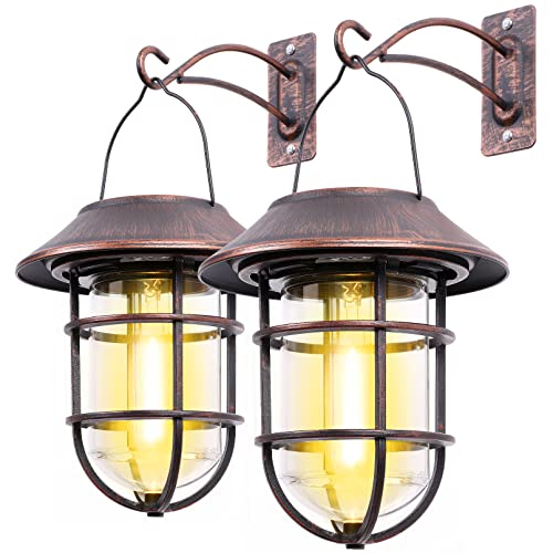 Solar Lantern Outdoor Hanging Solar Lights, Waterproof Metal