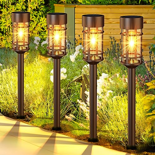 Solar Lights Outdoor Waterproof, 8 Pack 21" Solar Pathway Lights
