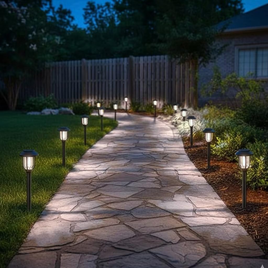 classic solar pathway lights, cool white light
