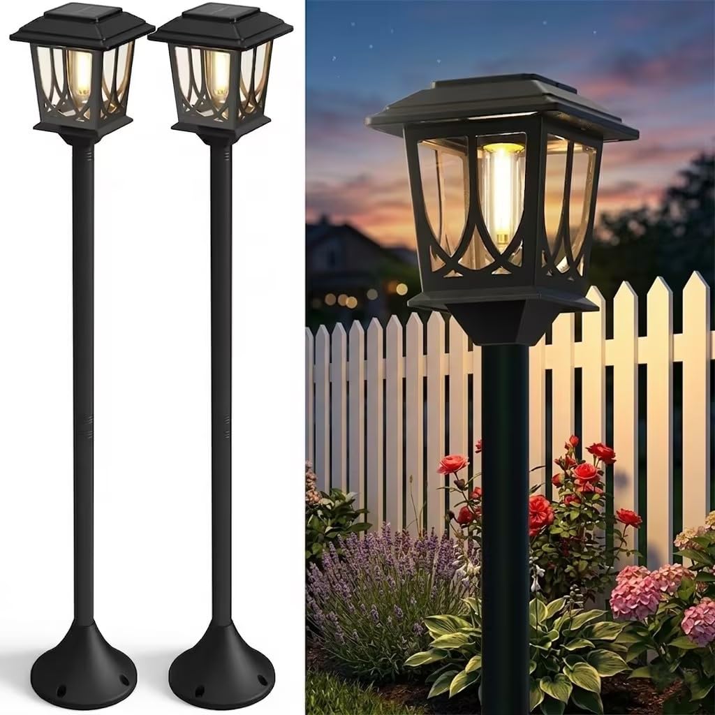 Solar Lamp Post Lights 2 Pack, 40 in Warm White Outdoor