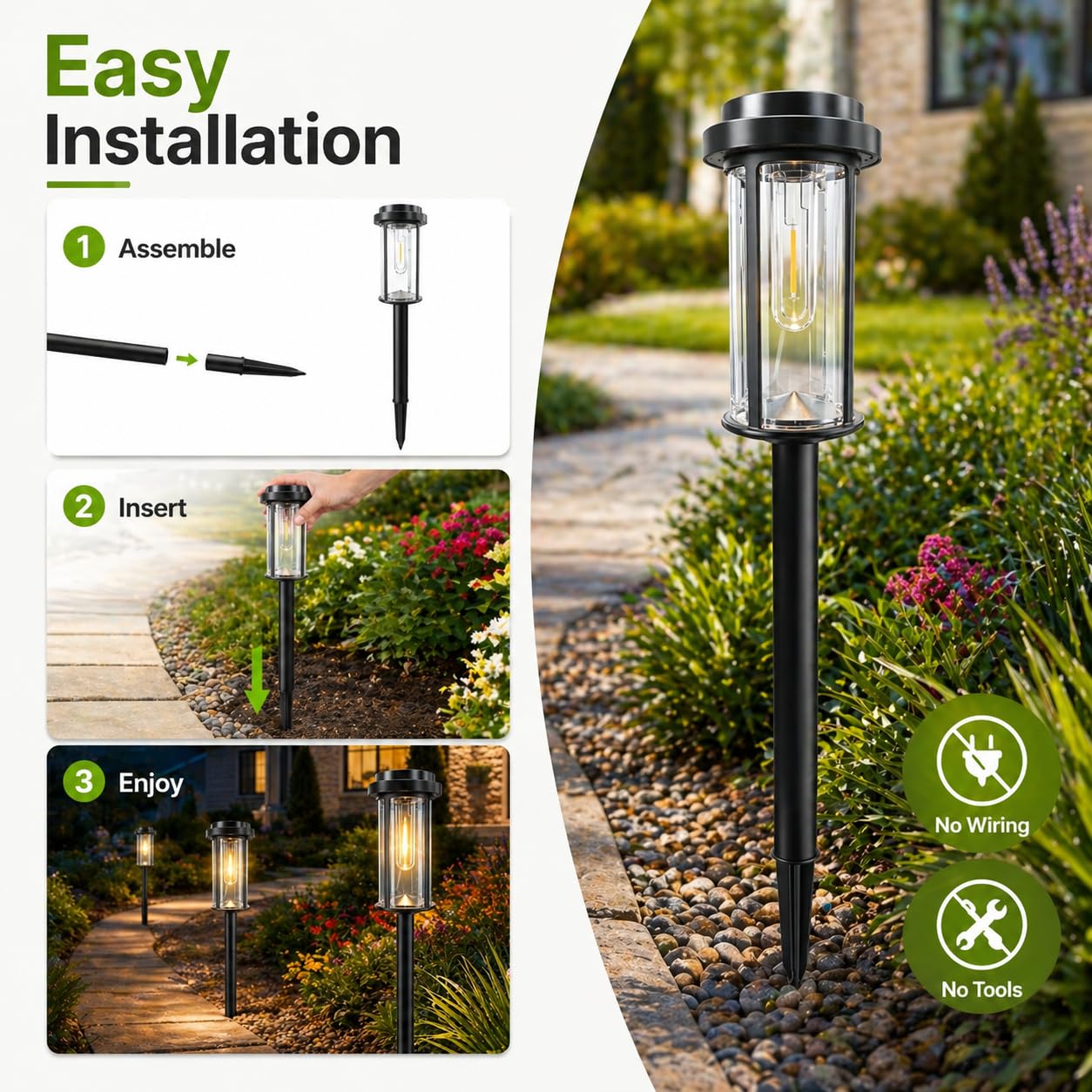 21 inch solar pathway lights, warm white light