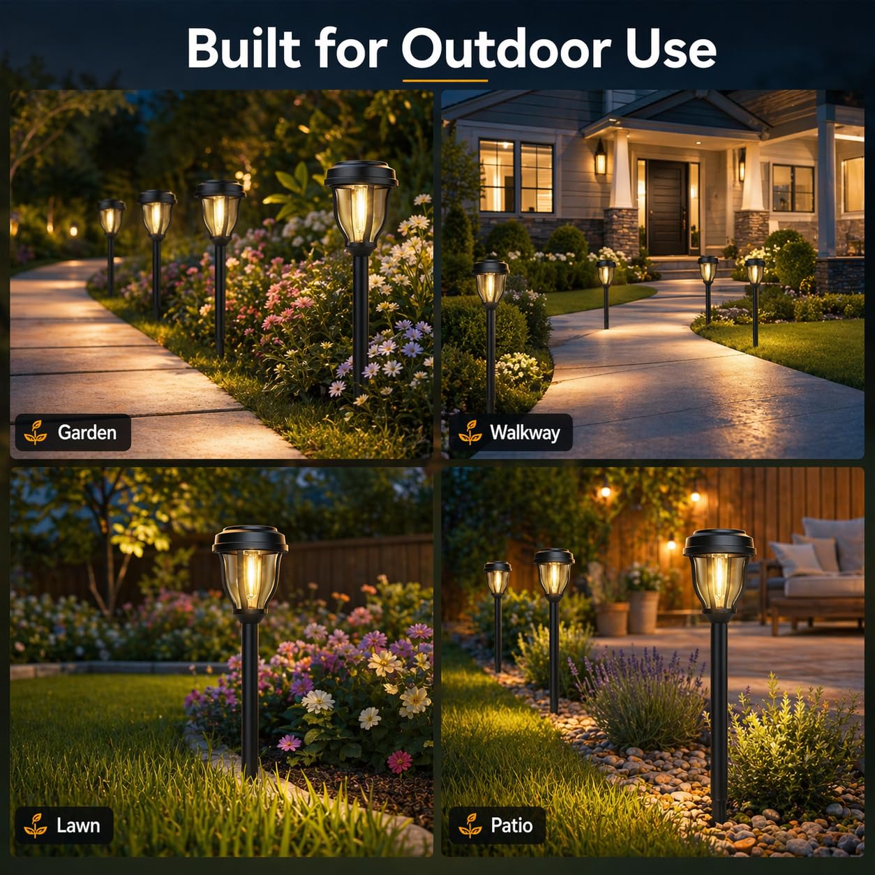 round solar pathway lights, warm white light