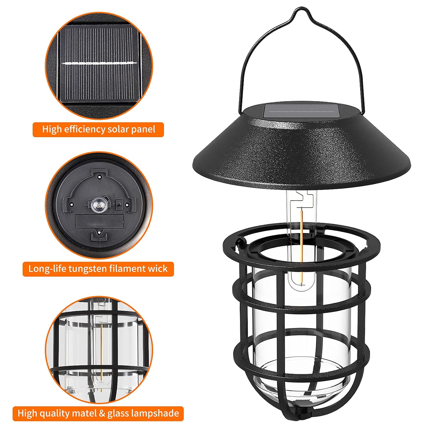 cage solar wall lanterns, black