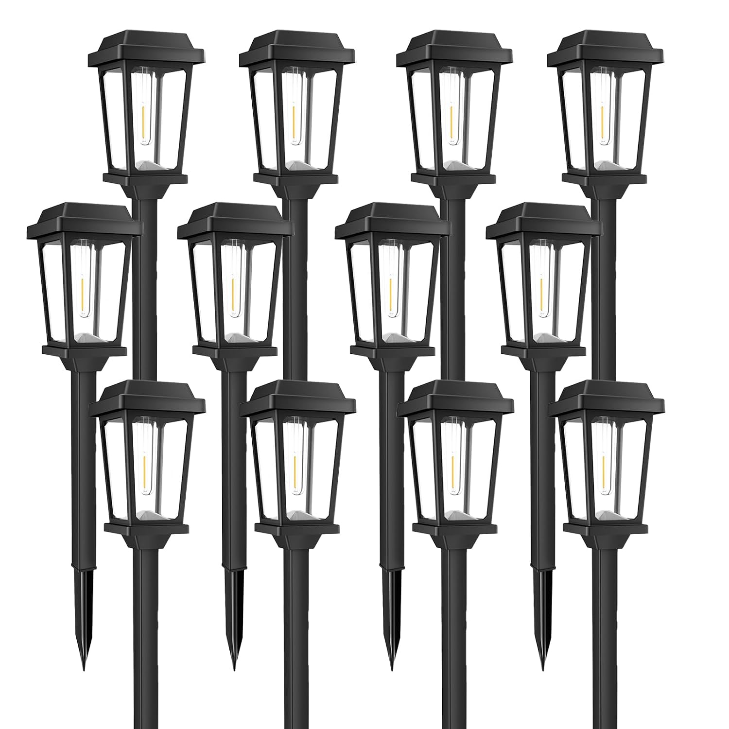 square solar pathway lights, 12 pack