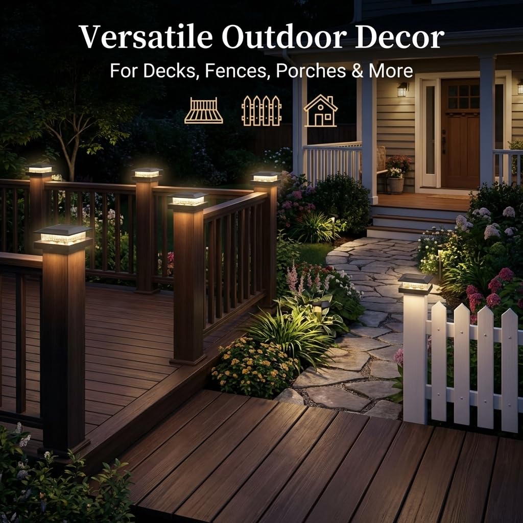 solar post cap lights, black
