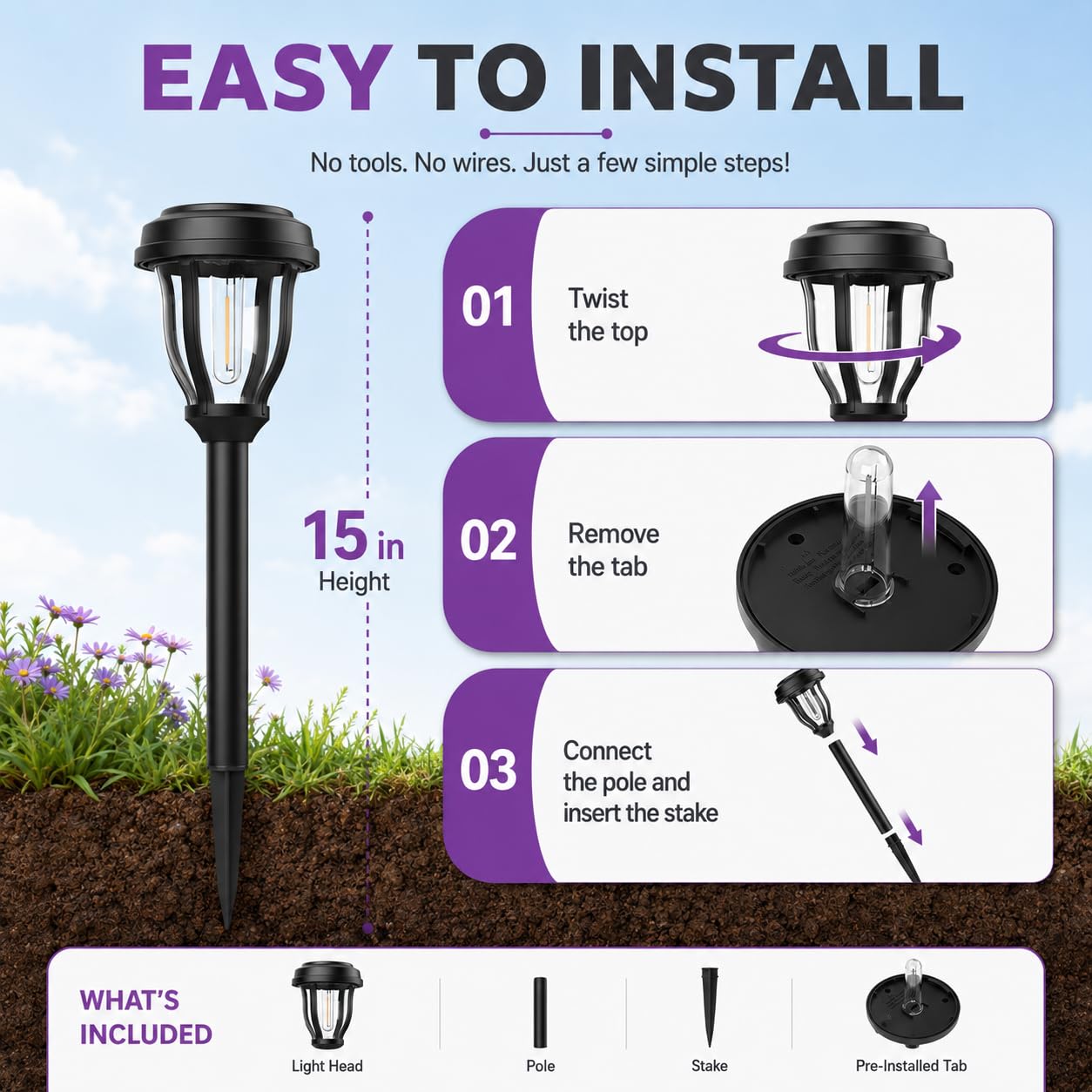 round solar pathway lights, purple light