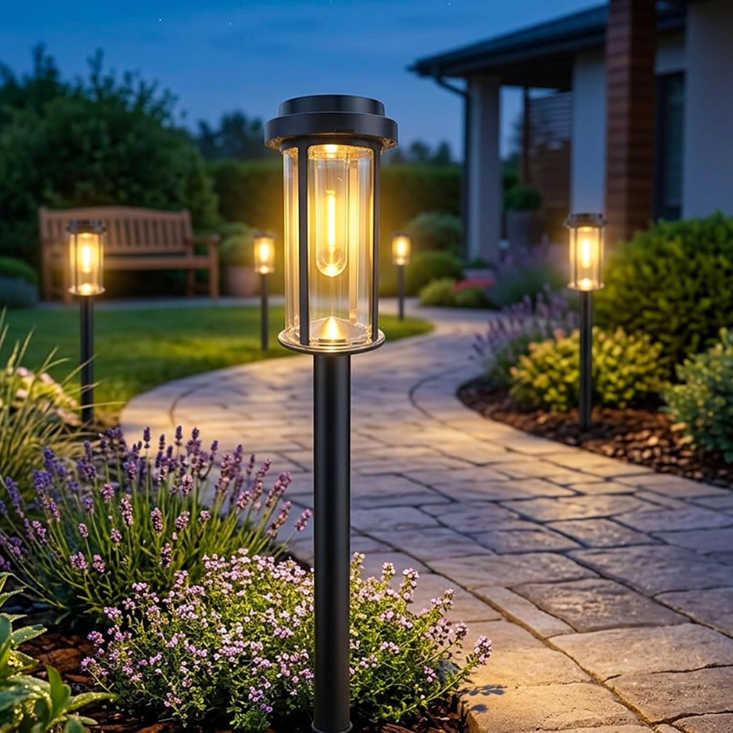 DERAYSION Solar Lights Outdoor, 8 Pack Upgraded Solar Pathway Lights