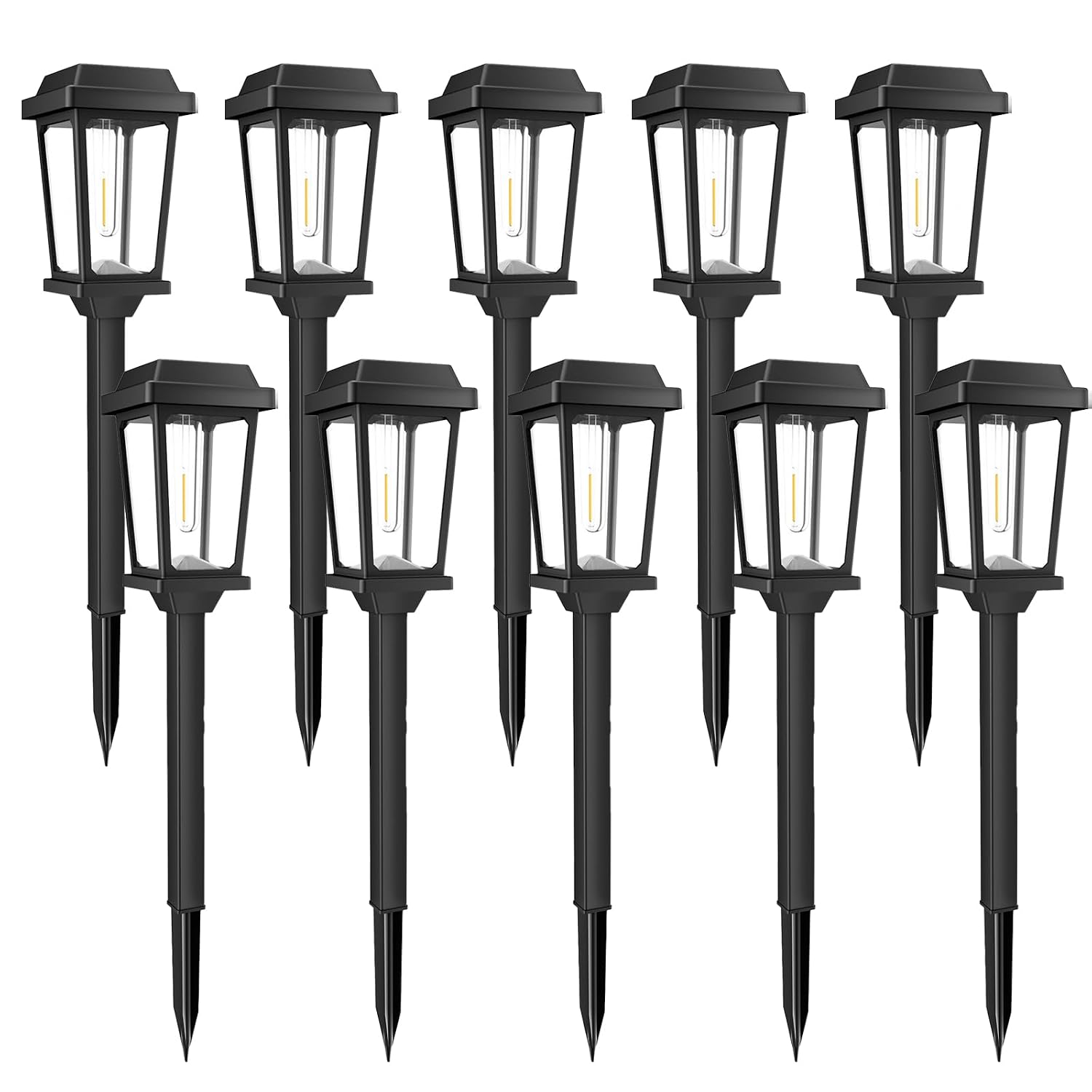 square solar pathway lights, 10 pack