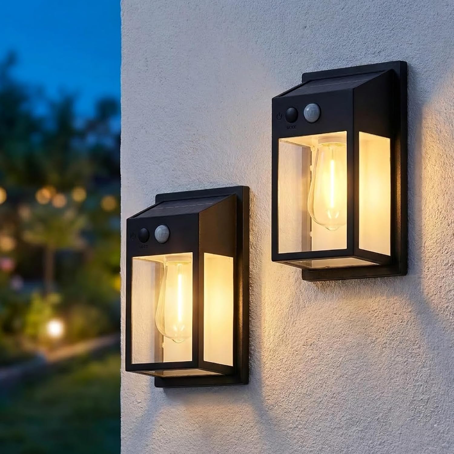 Solar Porch Lights Outdoor 2 Pack, Motion Sensor Solar Wall Lights