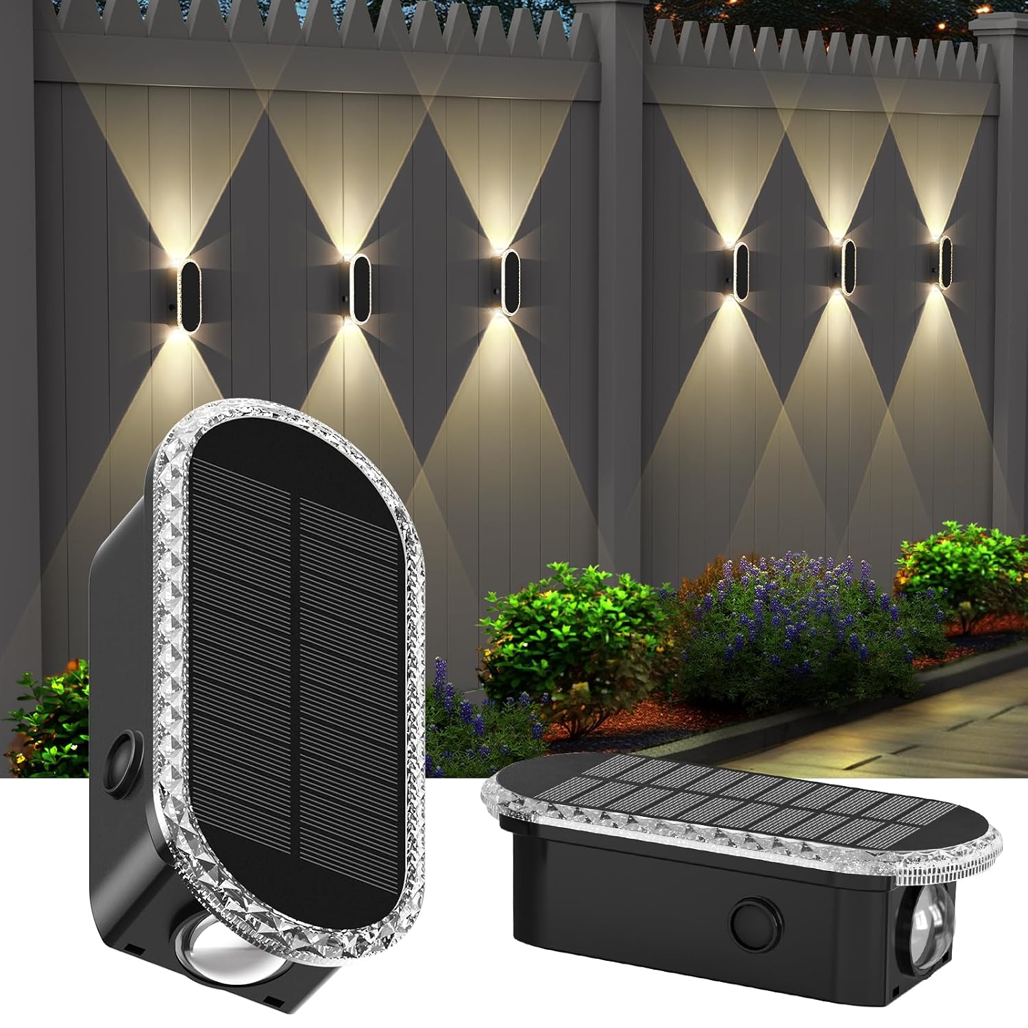 Solar Fence Lights - RGB & Warm White, LED Christmas Solar Lights