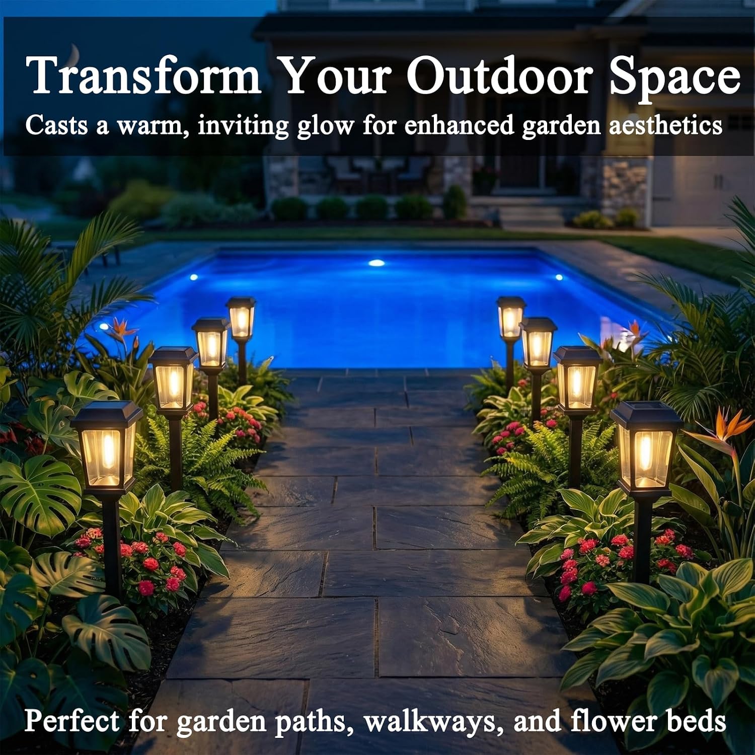 square solar pathway lights, warm white light