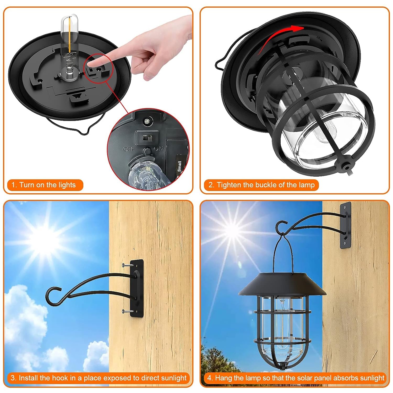 cage solar wall lanterns, black