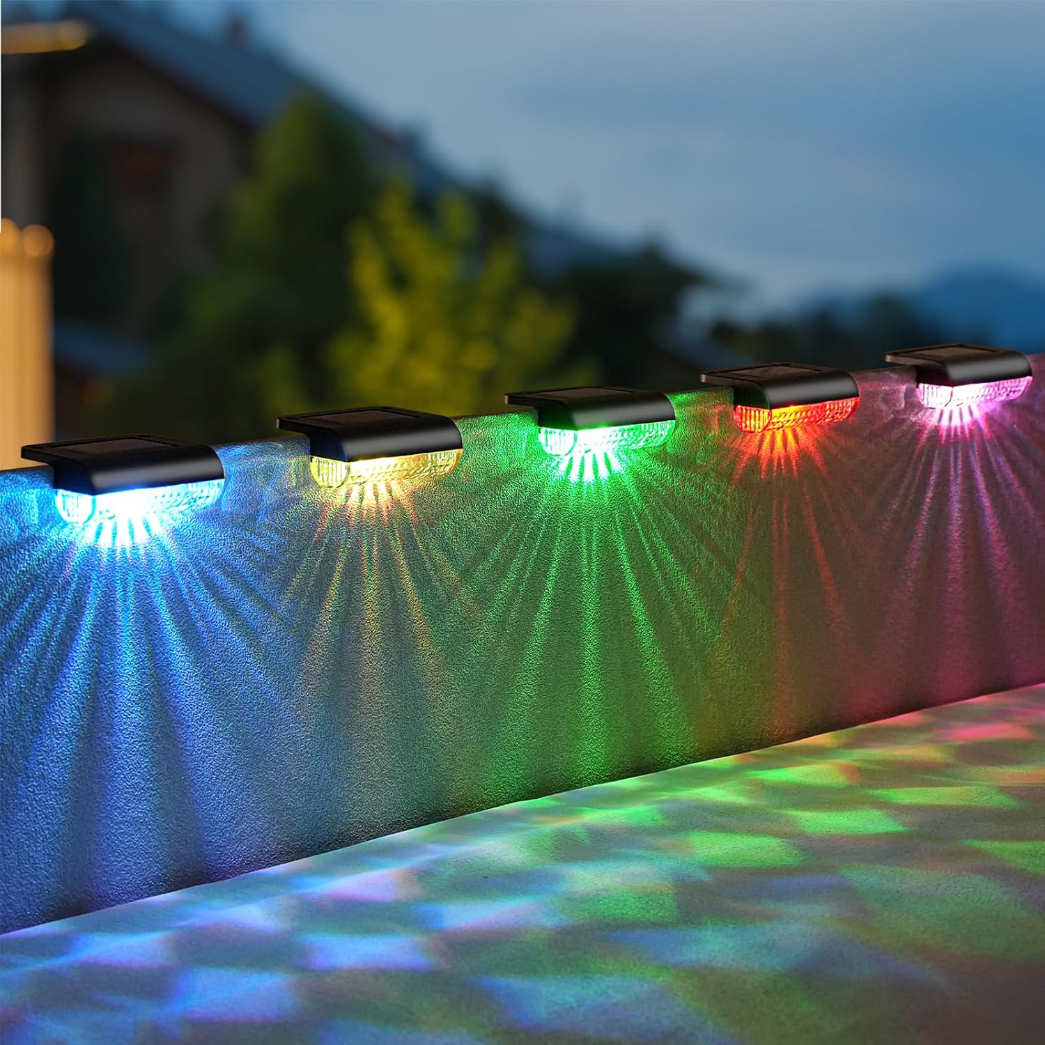 8 Pack Solar Step Lights Led Color Changing Deck Lights Solar Fence