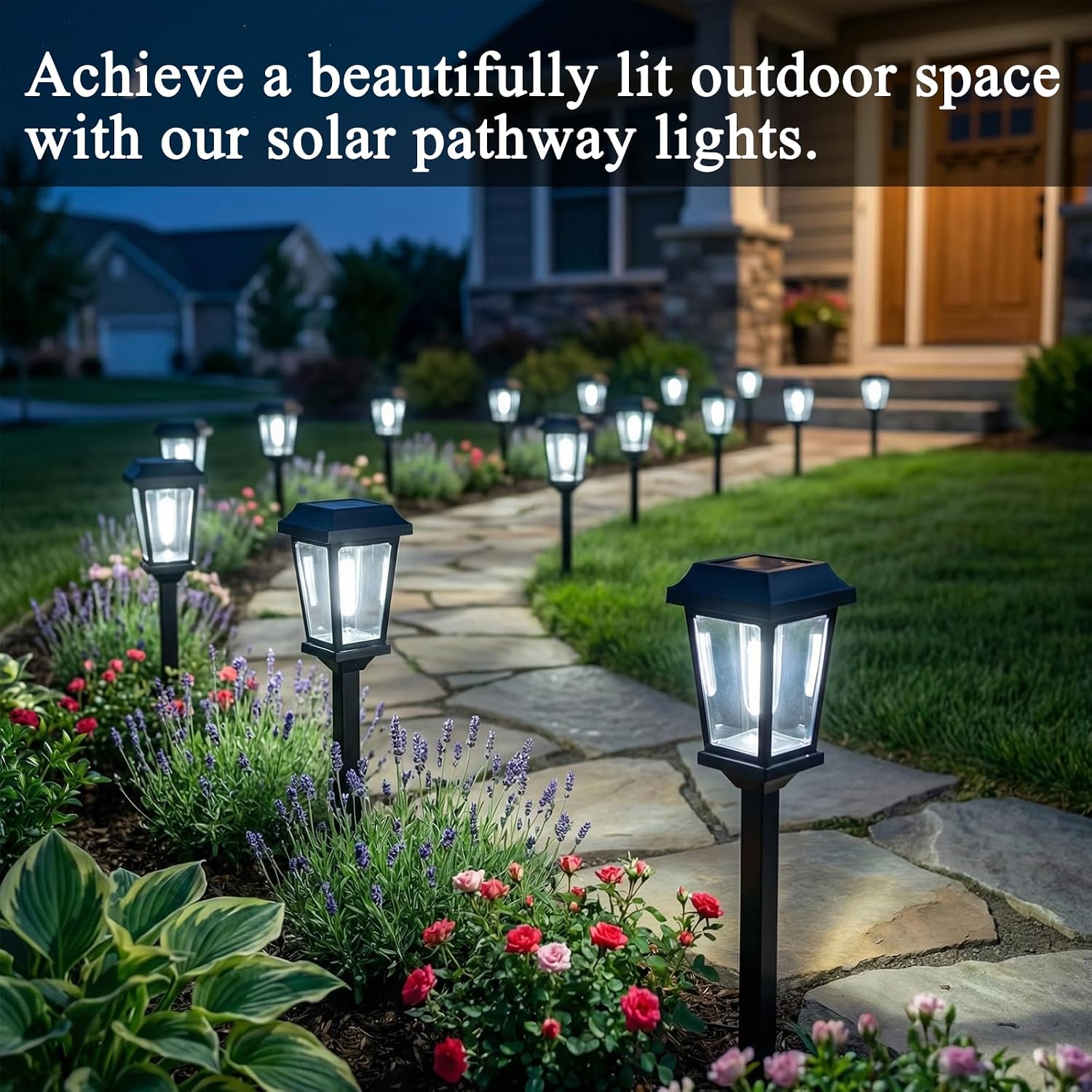 square solar pathway lights, cool white light