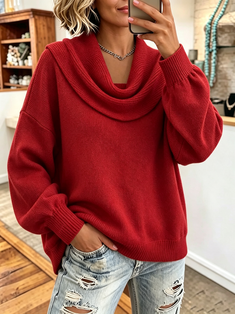 Last day 50% OFF🔥Cozy Stylish Cowl-neck Knitted Sweater