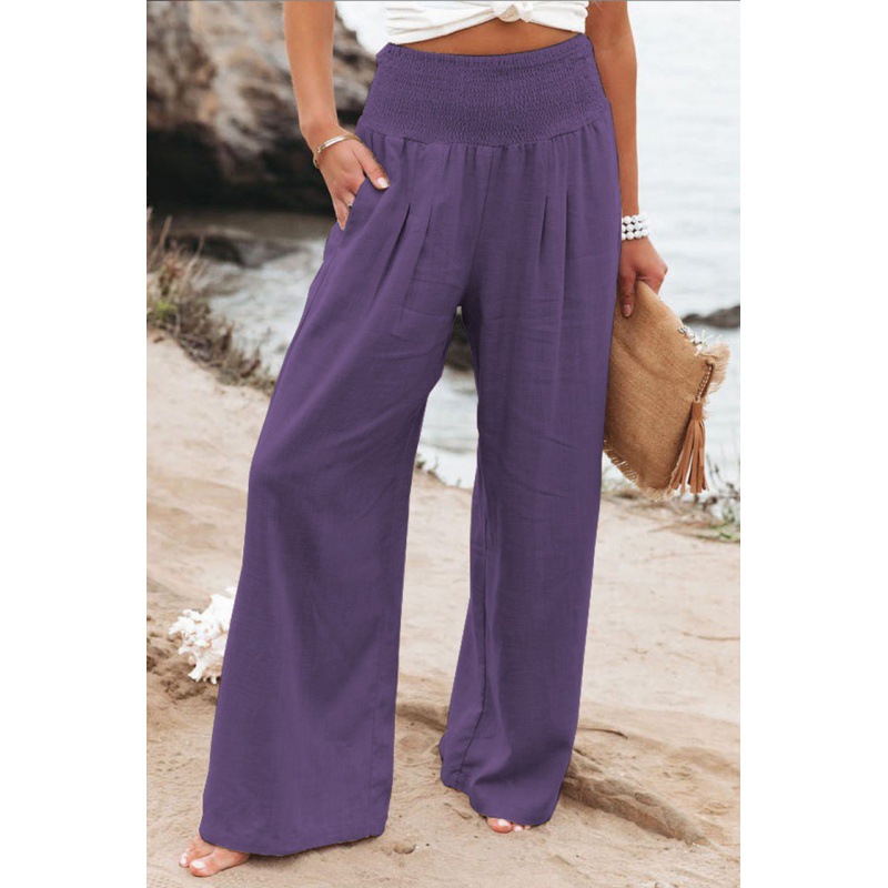 Women's Smocked Waist Wide Leg Palazzo Pants