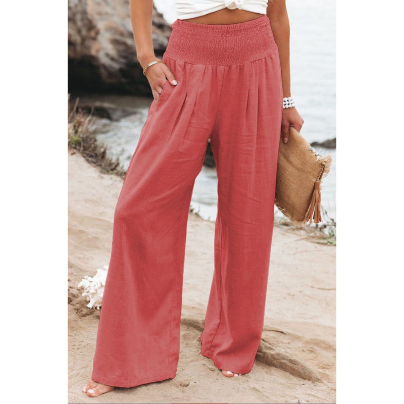 Women's Smocked Waist Wide Leg Palazzo Pants