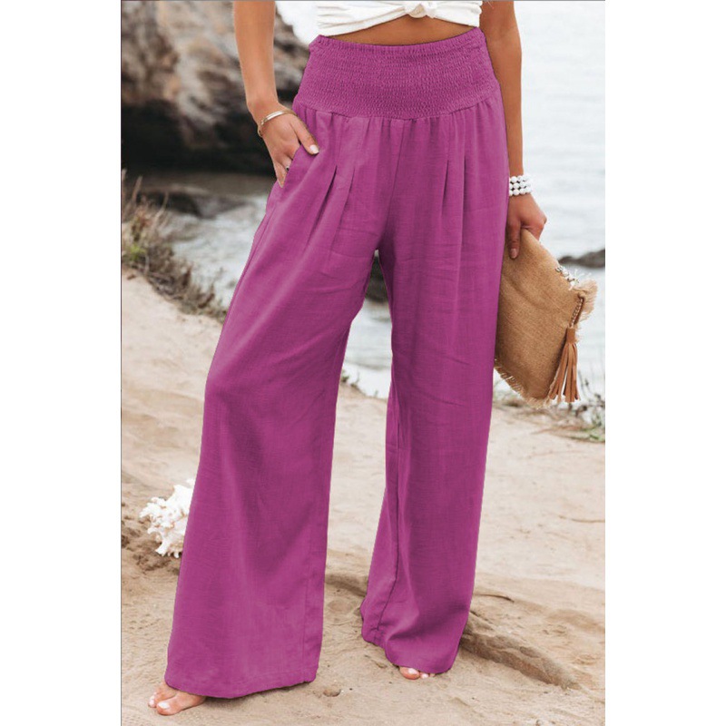 Women's Smocked Waist Wide Leg Palazzo Pants