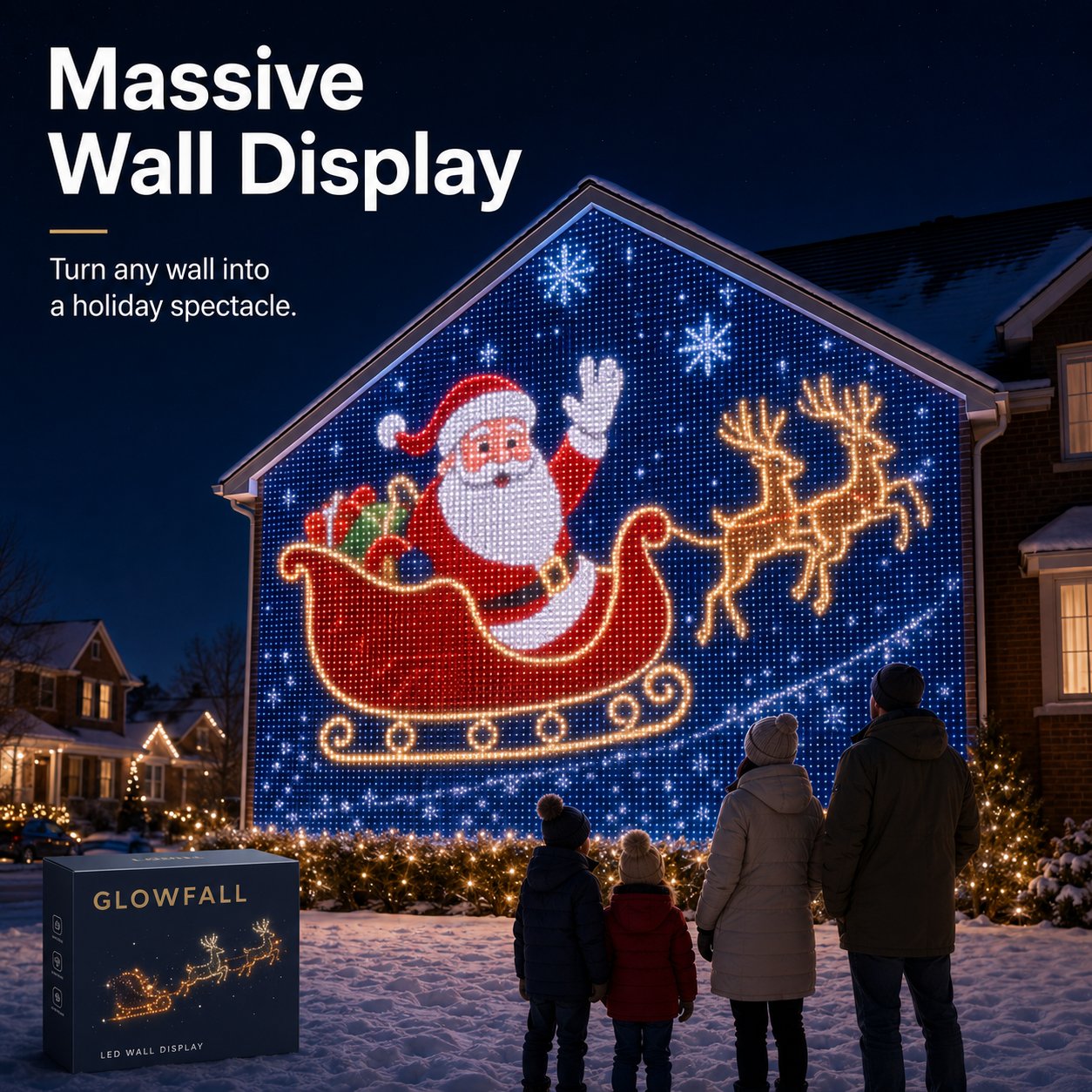 Large Christmas wall light display