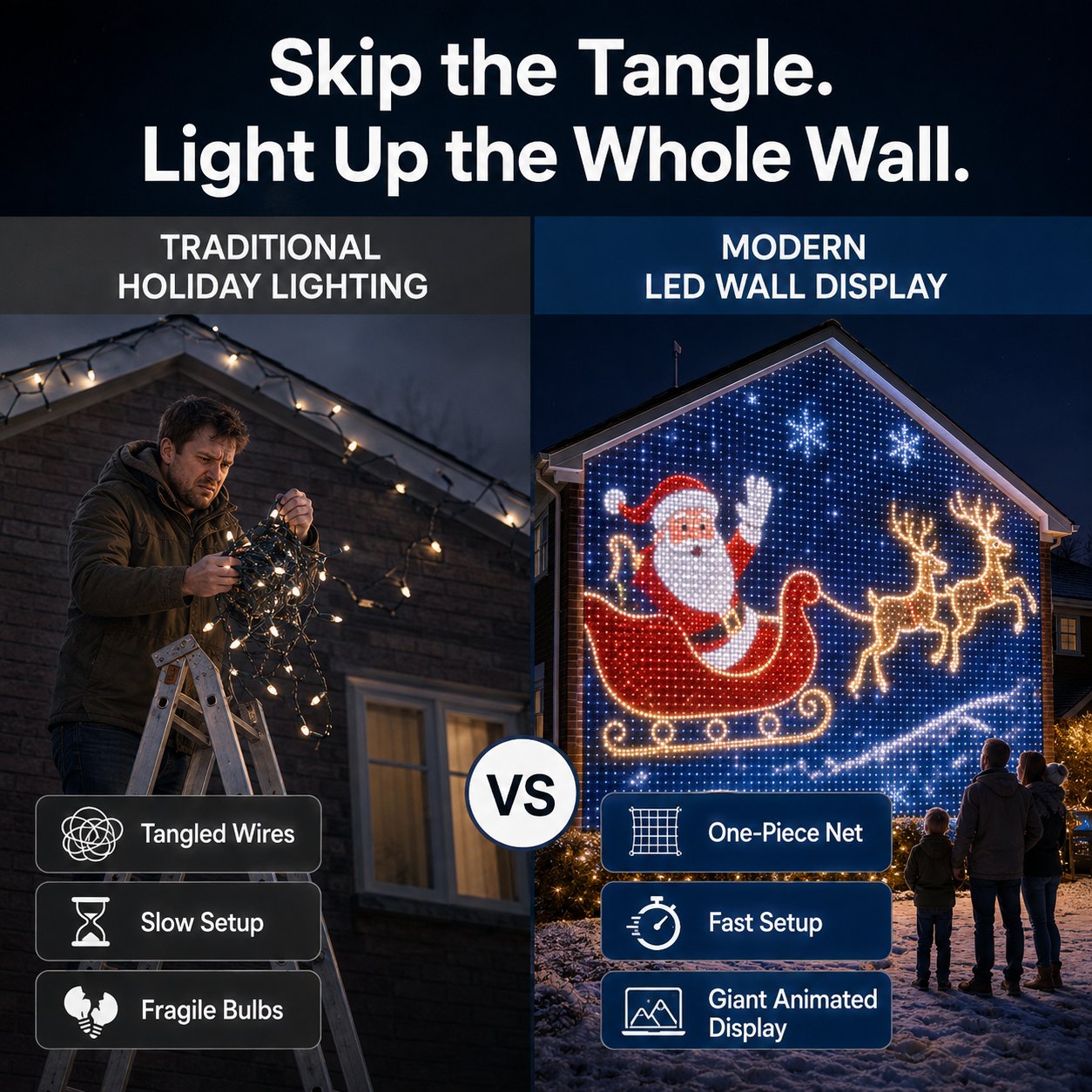 Christmas curtain wall light display