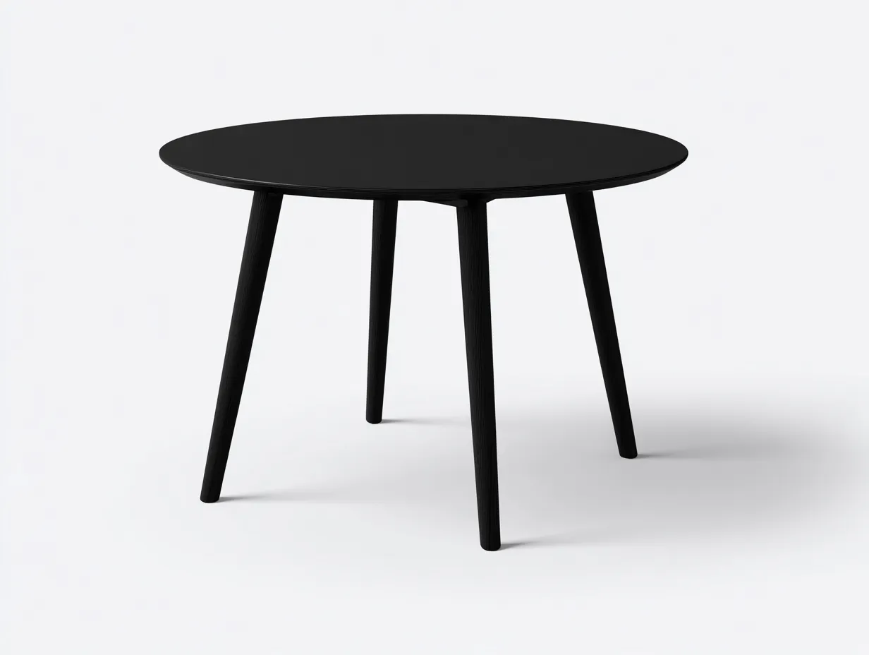 Mesa de comedor redonda de madera Ø110×75 cm - negra - diseño nórdico para terraza-Manalyinterior