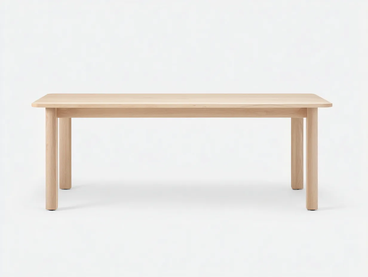 Mesa de comedor rectangular de madera 160×85×75 cm - roble claro - estilo japandi para terraza-Manalyinterior