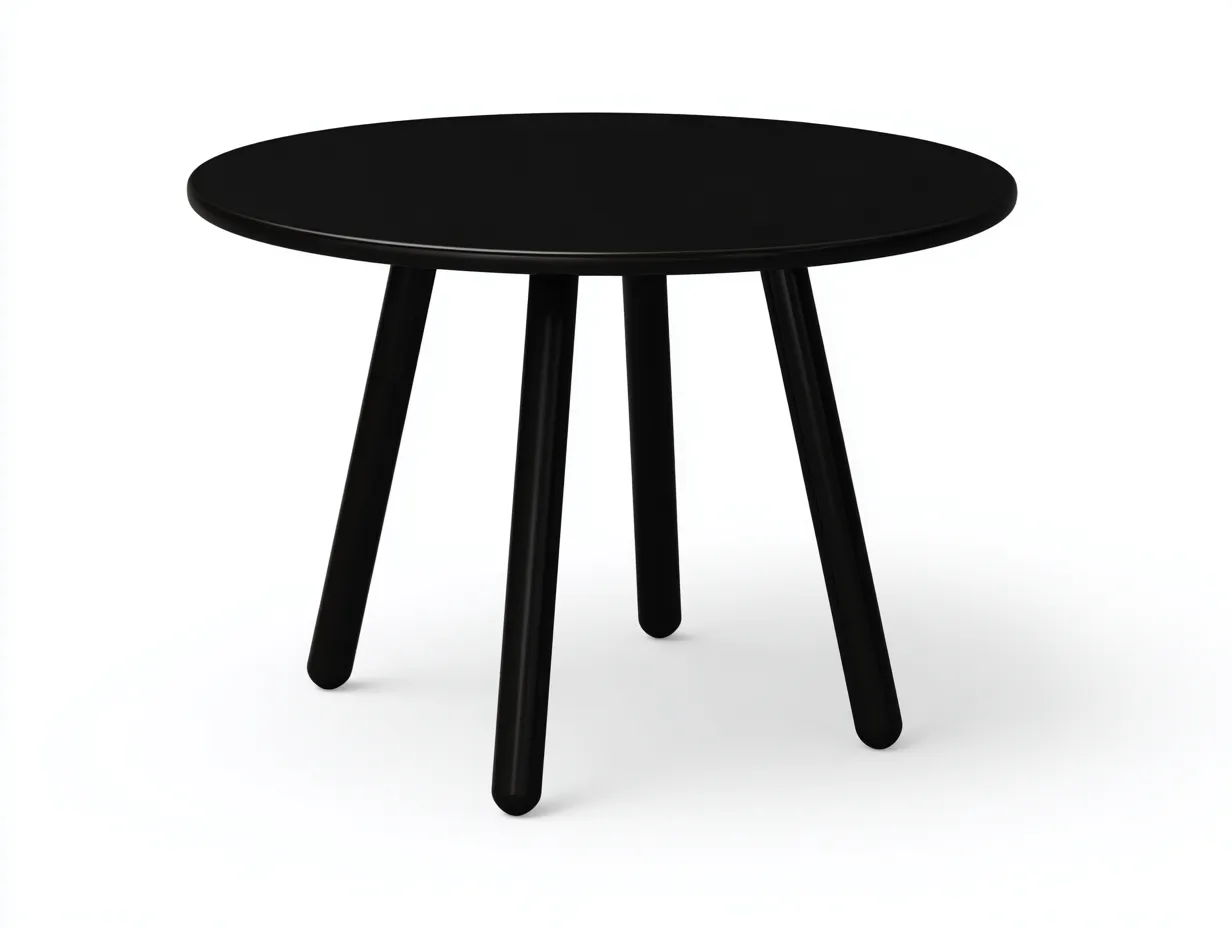 Mesa de comedor redonda de madera MDF Ø100×75 cm - negra - estilo nórdico para terraza-Manalyinterior