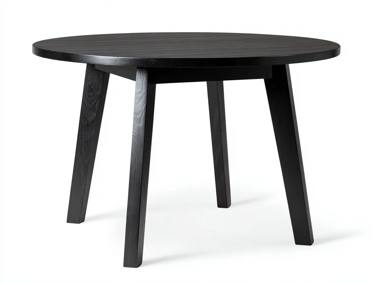 Mesa de comedor redonda de madera Ø118×75 cm - negro profundo - diseño escandinavo para terraza-Manalyinterior
