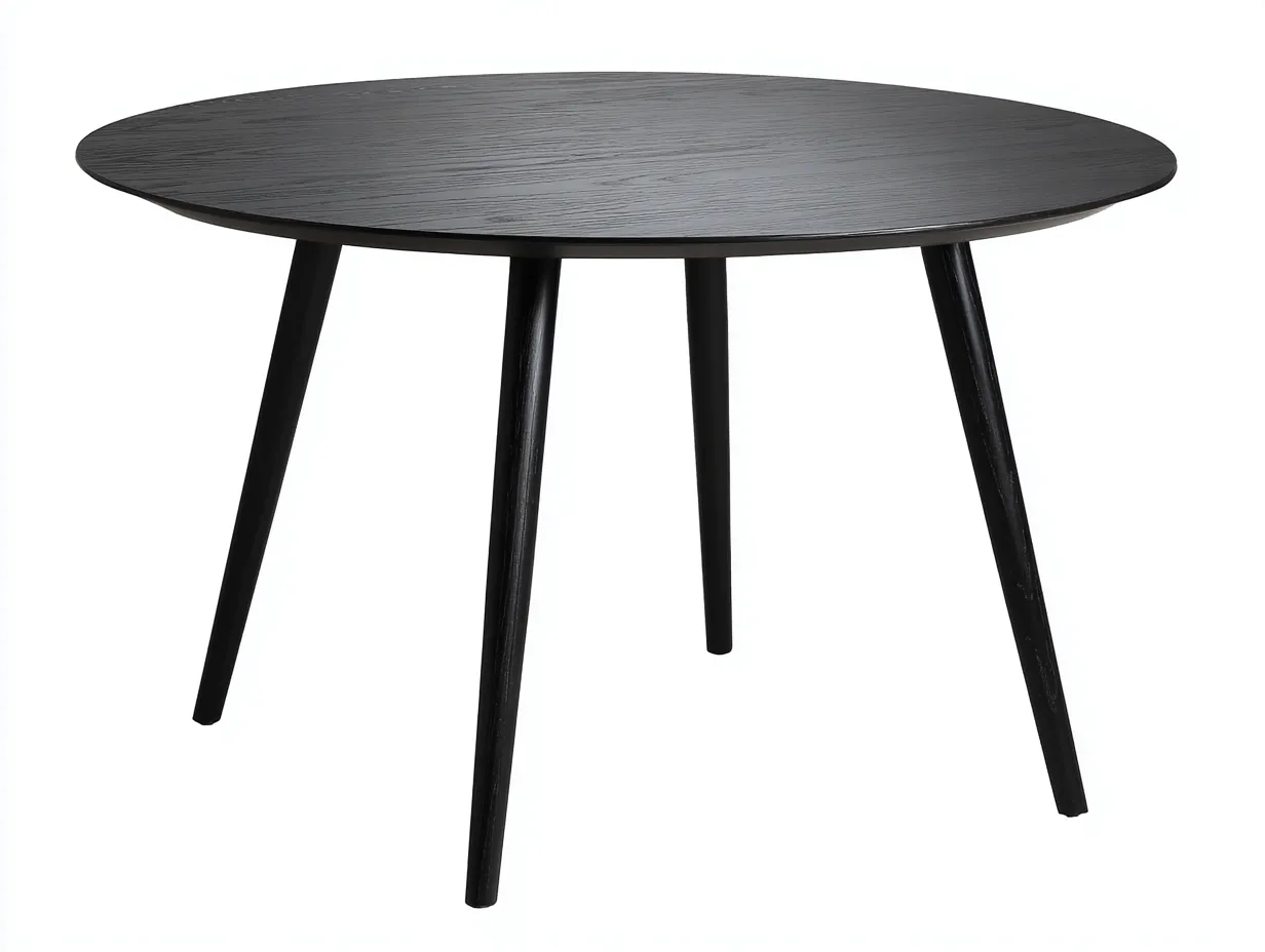 Mesa de comedor 110×110×75 cm - madera negra - redonda para terraza moderna-Manalyinterior