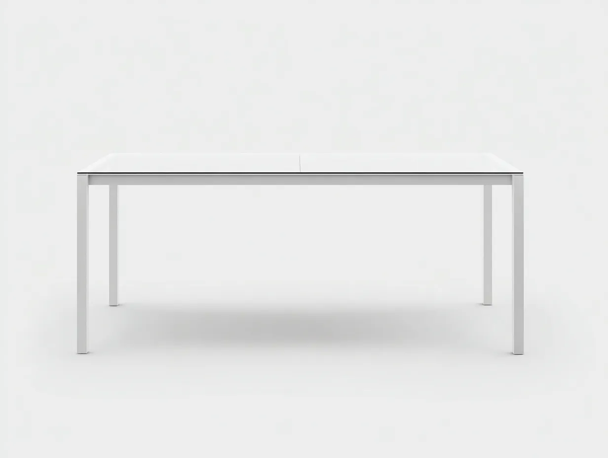 Mesa de comedor rectangular de metal 160×90×75 cm - blanca - diseño minimalista para terraza-Manalyinterior