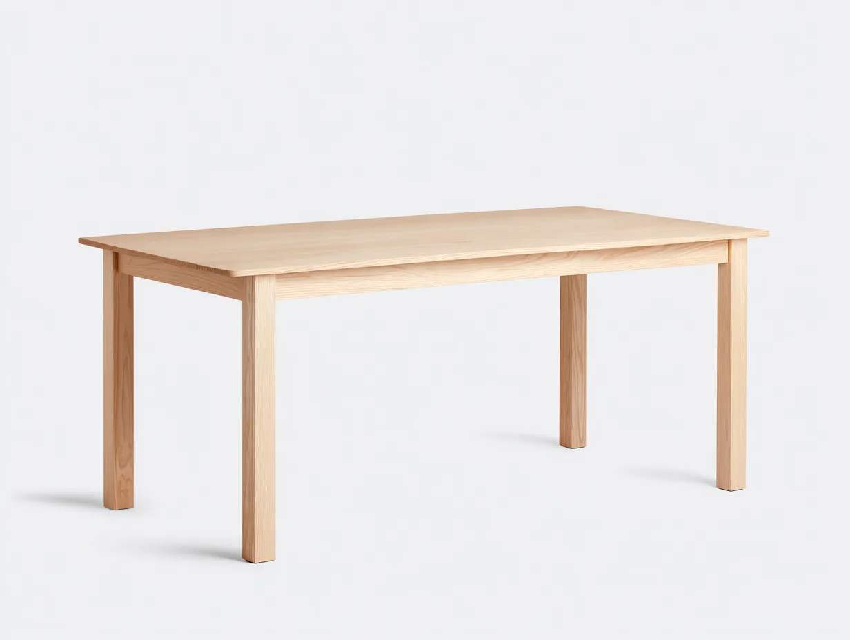 Mesa de comedor rectangular de madera 180×90×75 cm - natural claro - diseño minimalista para terraza-Manalyinterior