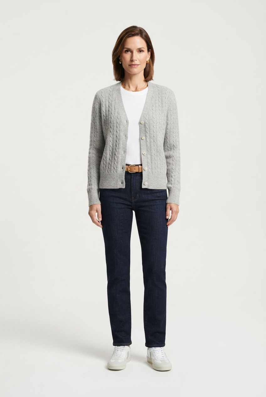Women's lightgrey minimalist knit lounge cardigan