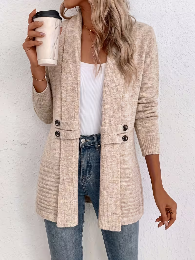 Women's Spring/autumn Casual Double-breasted Decorative Belt Cardigan