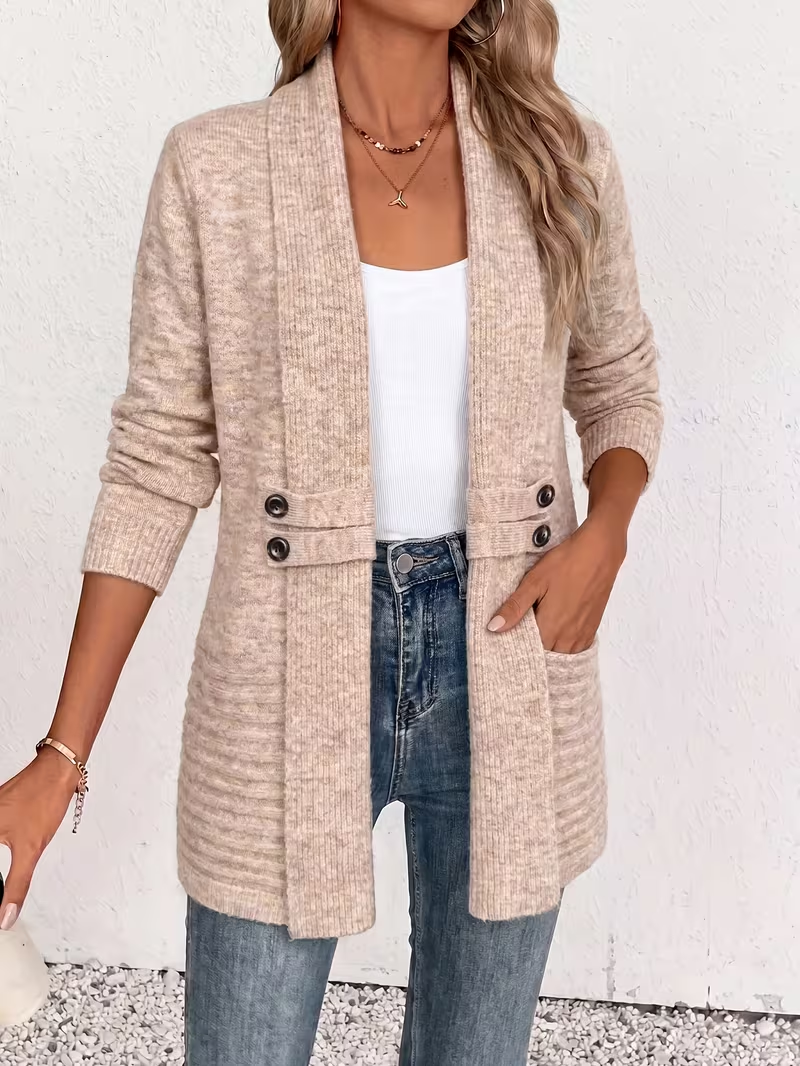 Women's Spring/autumn Casual Double-breasted Decorative Belt Cardigan