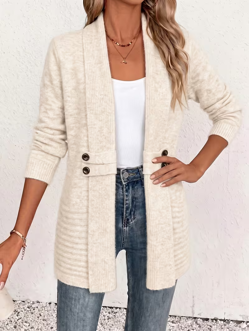Women's Spring/autumn Casual Double-breasted Decorative Belt Cardigan