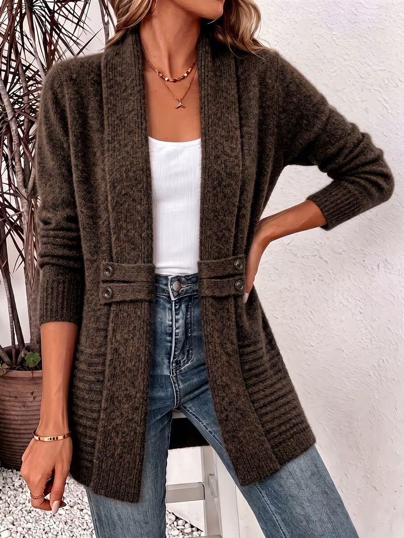 Women's Spring/autumn Casual Double-breasted Decorative Belt Cardigan