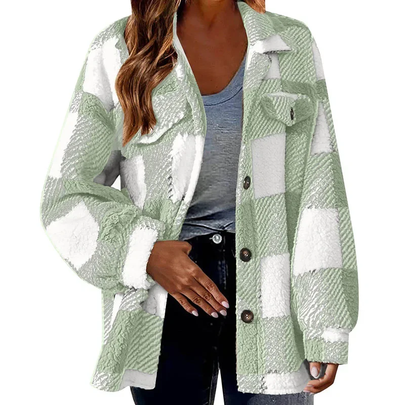 Xpqbb Vintage Classic Women Plaid Outwear Elegant Streetweat Single-Breasted Woolen Jacket Female Casual Loose Long Sleeve Coats