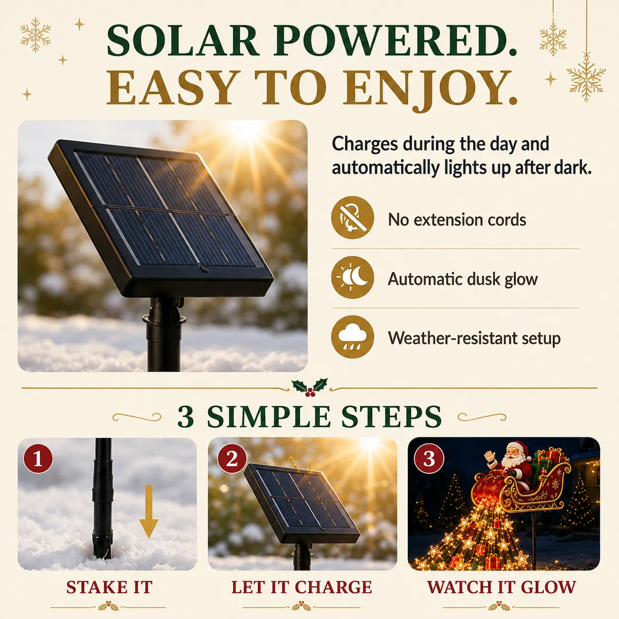 🎅✨ 2026 New Santa’s Flying Sleigh Gift Cascade – Solar Christmas Garden Light