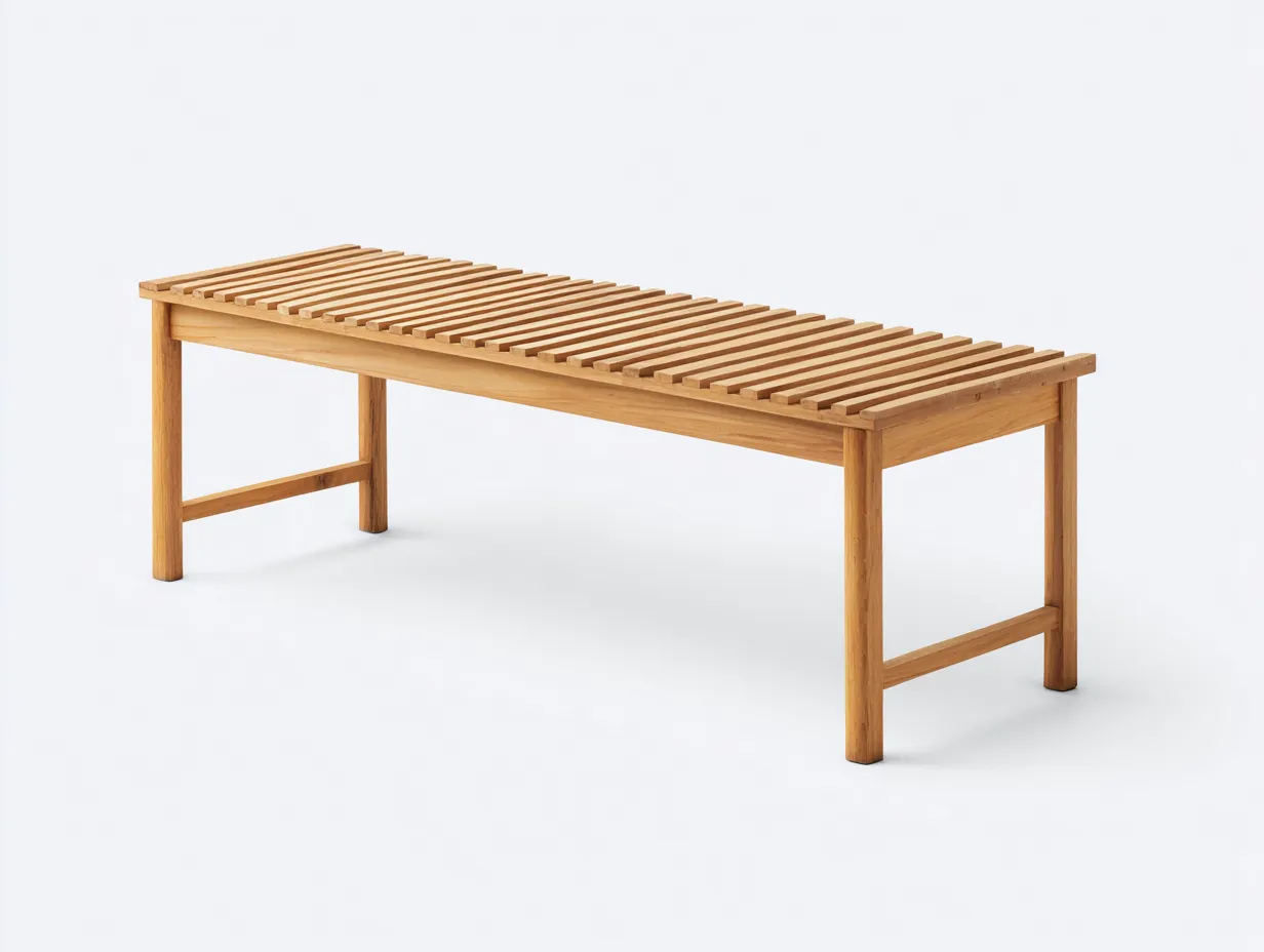 Banco de exterior 180×43×46 cm - madera color miel - diseño alargado con listones-Davialyliving