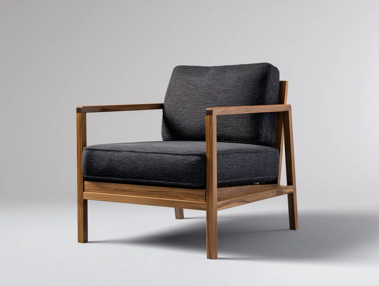 Silla de ocio para exteriores 78×80×82 cm - madera nogal y gris antracita - diseño geométrico-Davialyliving