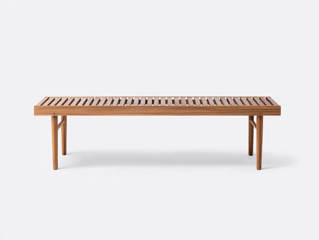 Banco de exterior de madera 140×35×44 cm - roble cálido - estructura ligera con lamas para terraza-Davialyliving