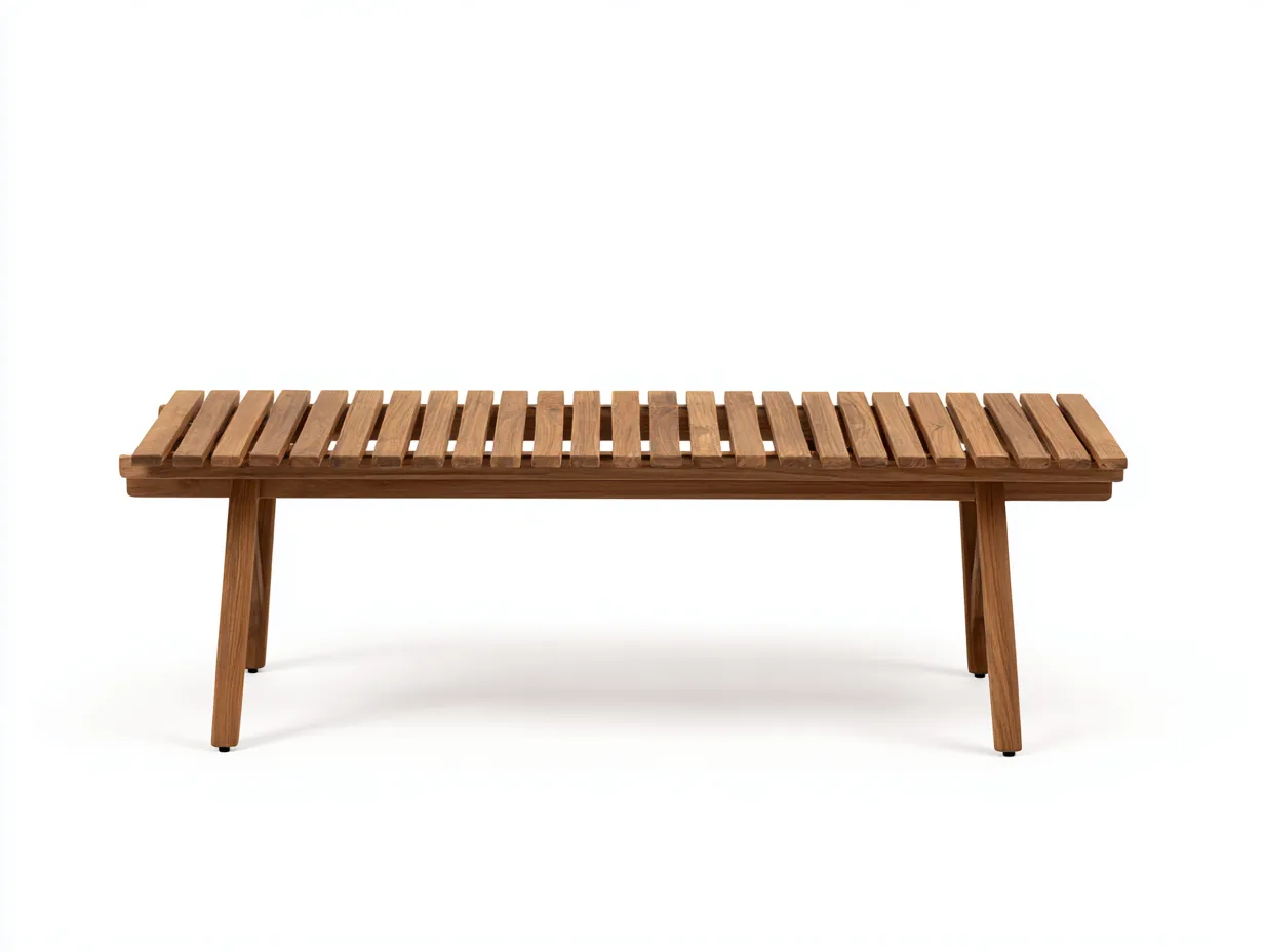 Banco de exterior 160×40×45 cm - madera marrón nogal - asiento de lamas aireado-Davialyliving