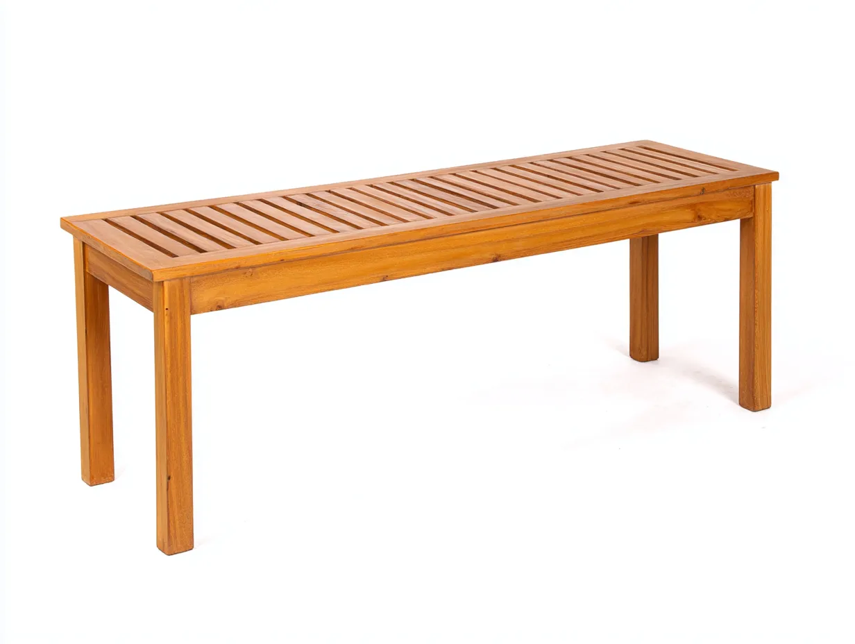 Banco de exterior de madera 125×38×45 cm - miel dorado - asiento ranurado para terraza-Davialyliving