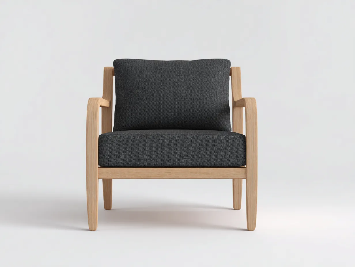 Silla de ocio para exteriores 74×79×82 cm - madera clara y gris antracita - estructura de perfil curvo-Davialyliving