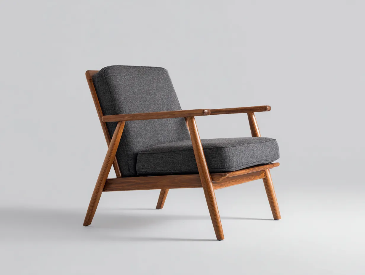 Silla de ocio para exteriores de madera 76×82×79 cm - gris antracita y nogal cálido - respaldo inclinado para terraza-Davialyliving