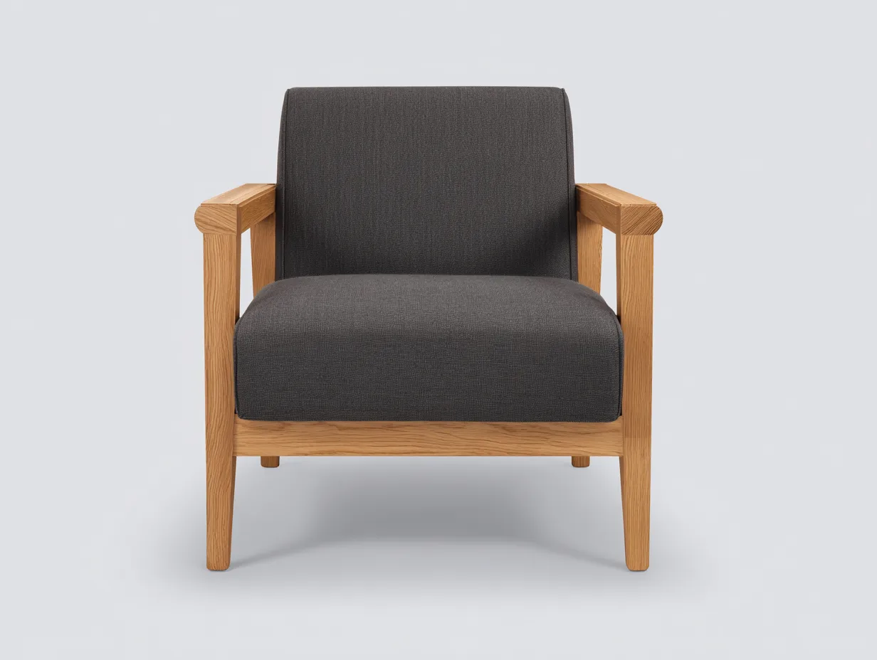 Silla de ocio para exteriores de madera 75×78×81 cm - gris carbón y roble miel - respaldo recto para terraza-Davialyliving
