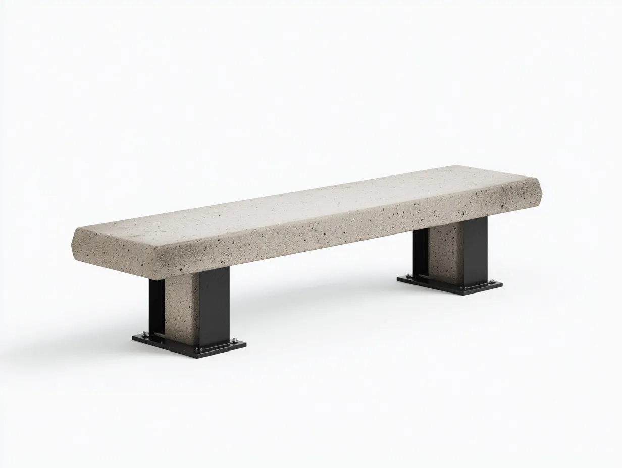 Banco de exterior de hormigón 165×40×45 cm - gris claro y antracita - diseño minimalista para terraza-Davialyliving