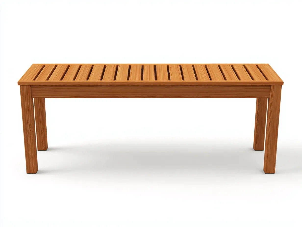 Banco de exterior 150×41×45 cm - madera tono teca - asiento ranurado compacto-Davialyliving