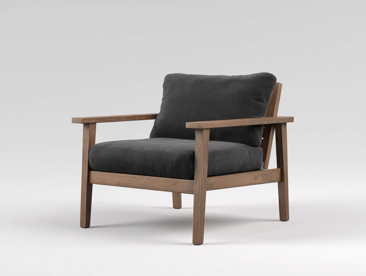 Silla de ocio para exteriores de madera 79×80×78 cm - gris grafito y roble envejecido - asiento profundo para terraza-Davialyliving