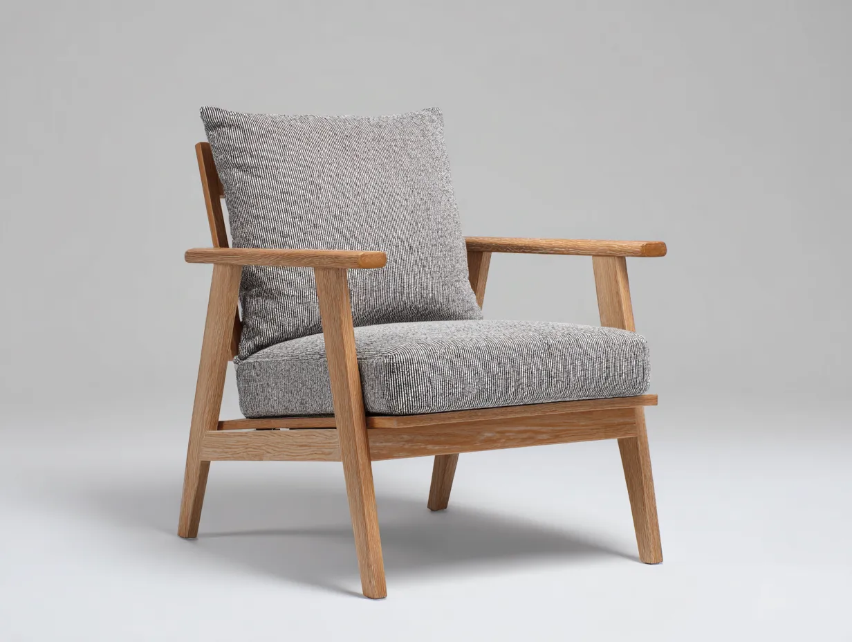 Silla de ocio para exteriores 74×82×84 cm - madera natural y gris jaspeado - respaldo inclinado-Davialyliving